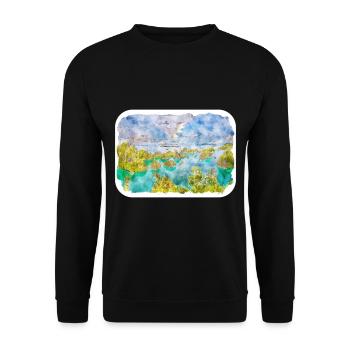 Indonésie Aquarelle Esquisse Dessinée à la Main Peinture - Sweat-shirt Unisexe - noir - Devant - Alina (178cm) & Michal (187cm)
