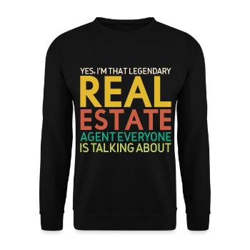 Immobilienmakler Makler Beruf Immobilien - Unisex Pullover - Schwarz - Vorne - Alina (178cm) & Michal (187cm)