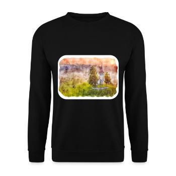 Slovenia Landmark Watercolor Sketch Illustration - Unisex Sweatshirt - black - Front - Alina (178cm) & Michal (187cm)
