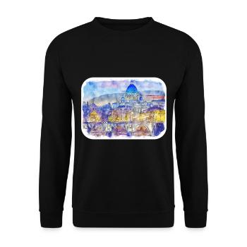Rom Italien Aquarell Skizze Gemälde Illustration - Unisex Pullover - Schwarz - Vorne - Alina (178cm) & Michal (187cm)