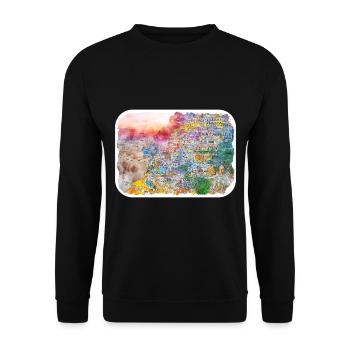 Positano Italy Watercolor Sketch Drawn Illustratio - Unisex Sweatshirt - black - Front - Alina (178cm) & Michal (187cm)