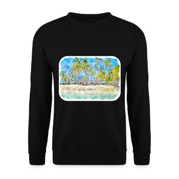 Maldives Watercolor Sketch Hand Drawn Illustration - Unisex Sweatshirt - black - Front - Alina (178cm) & Michal (187cm)
