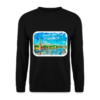Moscou Russie Aquarelle Esquisse Dessinée Peinture - Sweat-shirt Unisexe - noir - Devant - Alina (178cm) & Michal (187cm)