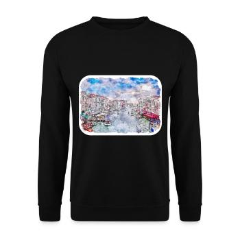 Venice Italy Watercolor Sketch Illustration - Unisex Sweatshirt - black - Front - Alina (178cm) & Michal (187cm)