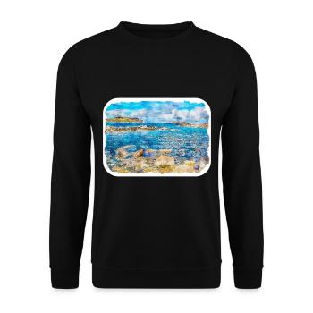 Irlande Royaume-Uni Aquarelle Esquisse Dessinée à la main Peinture - Sweat-shirt Unisexe - noir - Devant - Alina (178cm) & Michal (187cm)