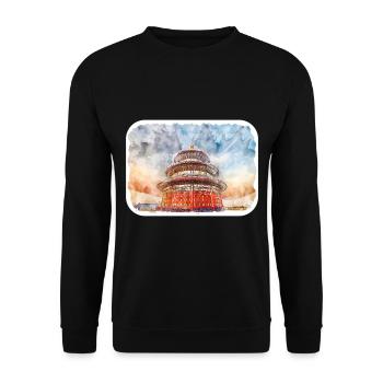 China Watercolor Sketch Hand Drawn Illustration - Unisex Sweatshirt - black - Front - Alina (178cm) & Michal (187cm)