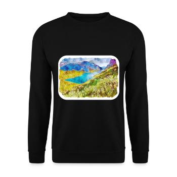 Norvège Aquarelle Esquisse Dessinée à la main Illustration - Sweat-shirt Unisexe - noir - Devant - Alina (178cm) & Michal (187cm)