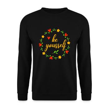 be yourself - Unisex Pullover - Schwarz - Vorne - Alina (178cm) & Michal (187cm)