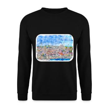 Dinde Aquarelle Esquisse Dessinée à la main Illustration - Sweat-shirt Unisexe - noir - Devant - Alina (178cm) & Michal (187cm)