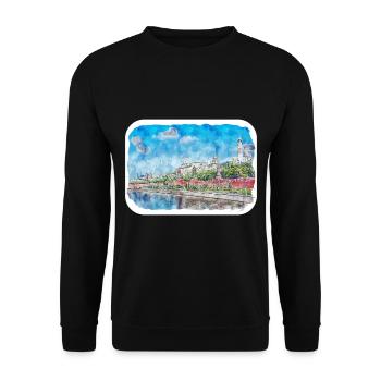 Moscou Russie Aquarelle Sketch Illustration - Sweat-shirt Unisexe - noir - Devant - Alina (178cm) & Michal (187cm)