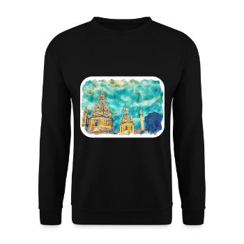 Rome Italie croquis aquarelle peinture dessinée à la main - Sweat-shirt Unisexe - noir - Devant - Alina (178cm) & Michal (187cm)