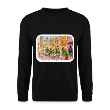 Cartagena Colombie croquis aquarelle dessiné illustr - Sweat-shirt Unisexe - noir - Devant - Alina (178cm) & Michal (187cm)