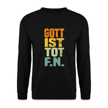 gott ist tot Friedrich Nietzsche retro Stil - Unisex Pullover - Schwarz - Vorne - Alina (178cm) & Michal (187cm)