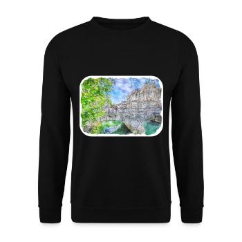 Slowenien Wahrzeichen Aquarell Skizze Illustration - Unisex Pullover - Schwarz - Vorne - Alina (178cm) & Michal (187cm)