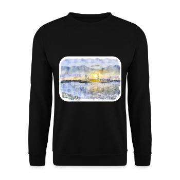 Illustration de croquis aquarelle Dublin Irlande Royaume-Uni - Sweat-shirt Unisexe - noir - Devant - Alina (178cm) & Michal (187cm)