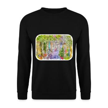 Athènes, grèce, aquarelle, croquis, illustration - Sweat-shirt Unisexe - noir - Devant - Alina (178cm) & Michal (187cm)