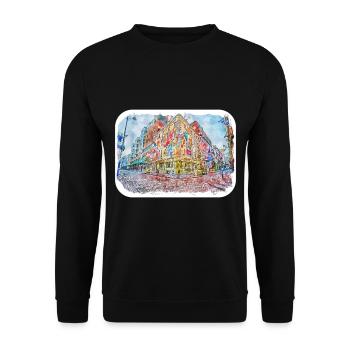 Dublin Irlande Royaume-Uni Aquarelle Sketch Illustration - Sweat-shirt Unisexe - noir - Devant - Alina (178cm) & Michal (187cm)