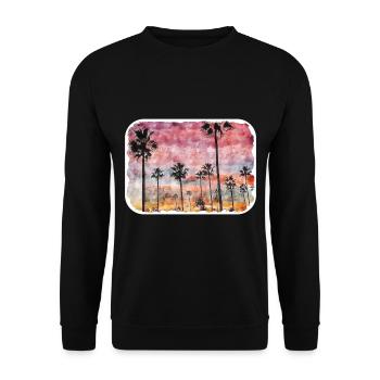 californie, usa, aquarelle, croquis, illustration - Sweat-shirt Unisexe - noir - Devant - Alina (178cm) & Michal (187cm)