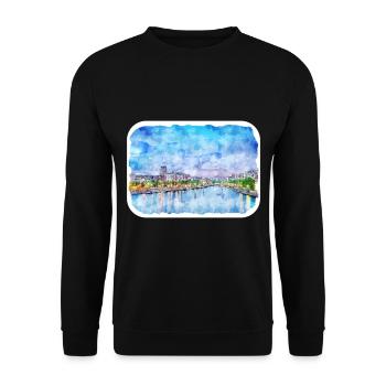 Helsinki Finland Watercolor Sketch Illustration - Unisex Sweatshirt - black - Front - Alina (178cm) & Michal (187cm)