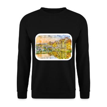 Florence Italie Aquarelle Croquis Dessiné Peinture - Sweat-shirt Unisexe - noir - Devant - Alina (178cm) & Michal (187cm)