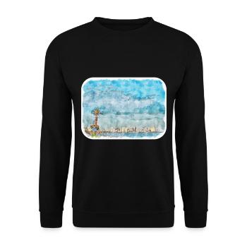 Kalifornien, USA, Aquarell, Skizze, Illustration - Unisex Pullover - Schwarz - Vorne - Alina (178cm) & Michal (187cm)