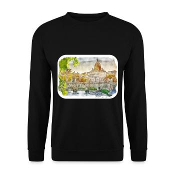 Rom Italien Aquarell Skizze Handgezeichnetes Gemälde - Unisex Pullover - Schwarz - Vorne - Alina (178cm) & Michal (187cm)