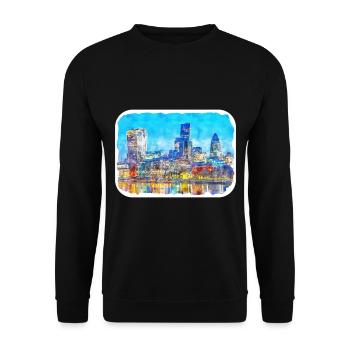 Uk Landmark Watercolor Sketch Painting Illustratio - Unisex Sweatshirt - black - Front - Alina (178cm) & Michal (187cm)