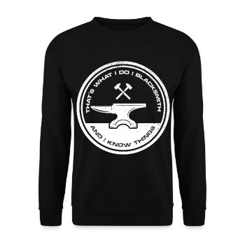 Metalsmith | Hobby Blacksmith Forging Gifts - Unisex Sweatshirt - black - Front - Alina (178cm) & Michal (187cm)