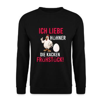 Landwirt Landwirte Huhn Hühner Spruch - Unisex Pullover - Schwarz - Vorne - Alina (178cm) & Michal (187cm)