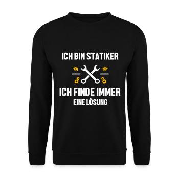 Statiker lustiger Spruch - Unisex Pullover - Schwarz - Vorne - Alina (178cm) & Michal (187cm)