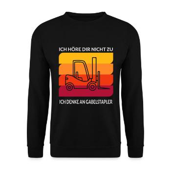 Staplerfahrerin Gabelstapler Lager Logistik Damen - Unisex Pullover - Schwarz - Vorne - Alina (178cm) & Michal (187cm)