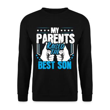 Bester Sohn Junge Geschenk - Unisex Pullover - Schwarz - Vorne - Alina (178cm) & Michal (187cm)