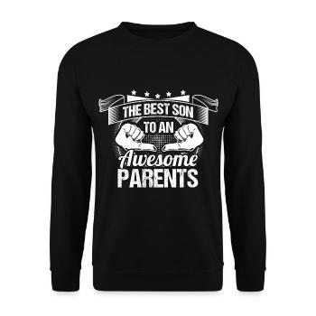 Sohn Eltern Geschenkidee - Unisex Pullover - Schwarz - Vorne - Alina (178cm) & Michal (187cm)