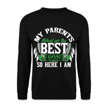 Bester Sohn Mutter Geschenk - Unisex Pullover - Schwarz - Vorne - Alina (178cm) & Michal (187cm)