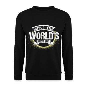 Sohn Geburt Geburtstag Geschenkidee - Unisex Pullover - Schwarz - Vorne - Alina (178cm) & Michal (187cm)