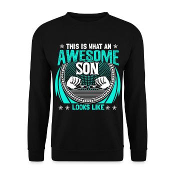 Sohn Vater Junge Geschenkidee - Unisex Pullover - Schwarz - Vorne - Alina (178cm) & Michal (187cm)