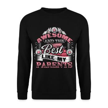 Beste Tochter Eltern Lustig Geschenkidee - Unisex Pullover - Schwarz - Vorne - Alina (178cm) & Michal (187cm)