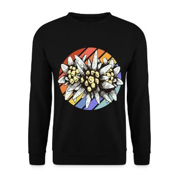 Edelweiss Schweiz Souvenir Wandern Alpen Berge - Unisex Pullover - Schwarz - Vorne - Alina (178cm) & Michal (187cm)