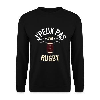 tee shirt J peux pas j ai rugby - Sweat-shirt Unisexe - noir - Devant - Alina (178cm) & Michal (187cm)