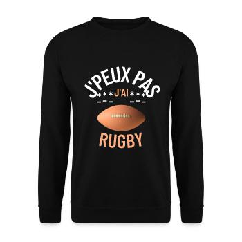 teeshirt J peux pas j ai rugby - Sweat-shirt Unisexe - noir - Devant - Alina (178cm) & Michal (187cm)