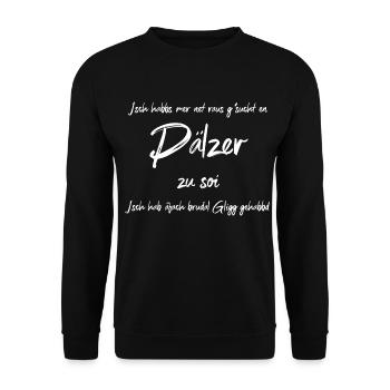 Isch hab Glick ghabt - Unisex Pullover - Schwarz - Vorne - Alina (178cm) & Michal (187cm)