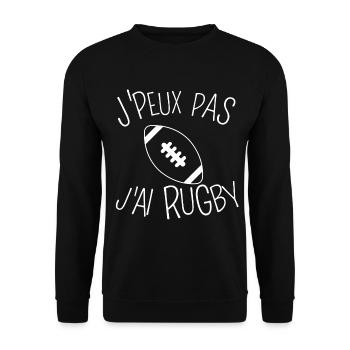 J'Peux pas j'ai Rugby - Sweat-shirt Unisexe - noir - Devant - Alina (178cm) & Michal (187cm)