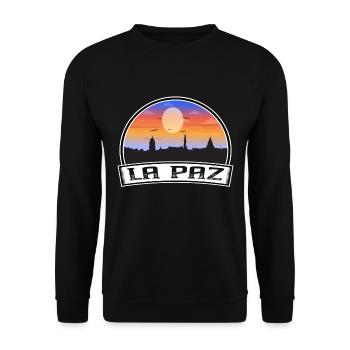 La Paz Bolivia Skyline Vintage Sunset Travel Souve - Sweat-shirt Unisexe - noir - Devant - Alina (178cm) & Michal (187cm)