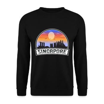 Singapour Singapour Skyline Vintage Sunset Travel - Sweat-shirt Unisexe - noir - Devant - Alina (178cm) & Michal (187cm)