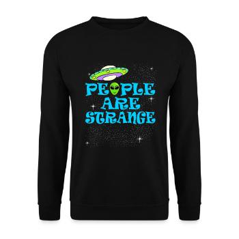 People Are Strange T-shirt Design Aliens Peculiar - Unisex Sweatshirt - black - Front - Alina (178cm) & Michal (187cm)