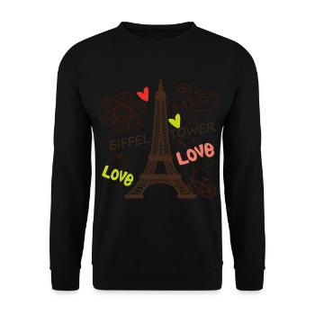 Paris Tour Eiffel Arc de Triomphe L’amour de Frankre - Sweat-shirt Unisexe - noir - Devant - Alina (178cm) & Michal (187cm)