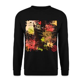 Tour Eiffel Paris avec l’amour de la France et de la - Sweat-shirt Unisexe - noir - Devant - Alina (178cm) & Michal (187cm)