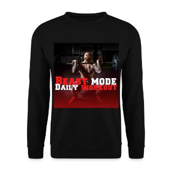 Beast Mode Bodybuilding und Fitness - Workout Gym - Unisex Pullover - Schwarz - Vorne - Alina (178cm) & Michal (187cm)