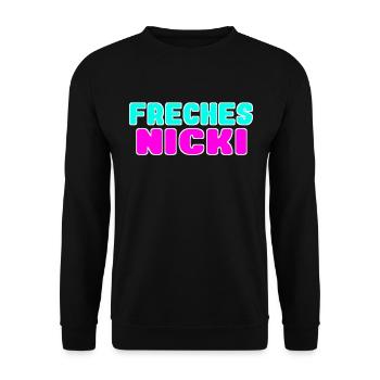 freches nicki neon Farben - Unisex Pullover - Schwarz - Vorne - Alina (178cm) & Michal (187cm)