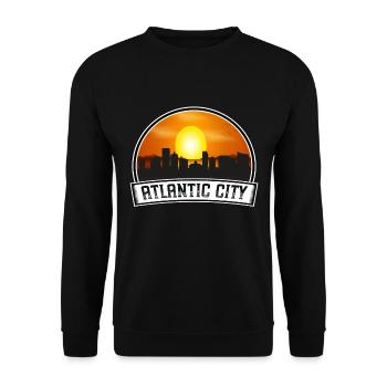 Atlantic City New Jersey Usa Skyline Vintage Sunse - Unisex Pullover - Schwarz - Vorne - Alina (178cm) & Michal (187cm)